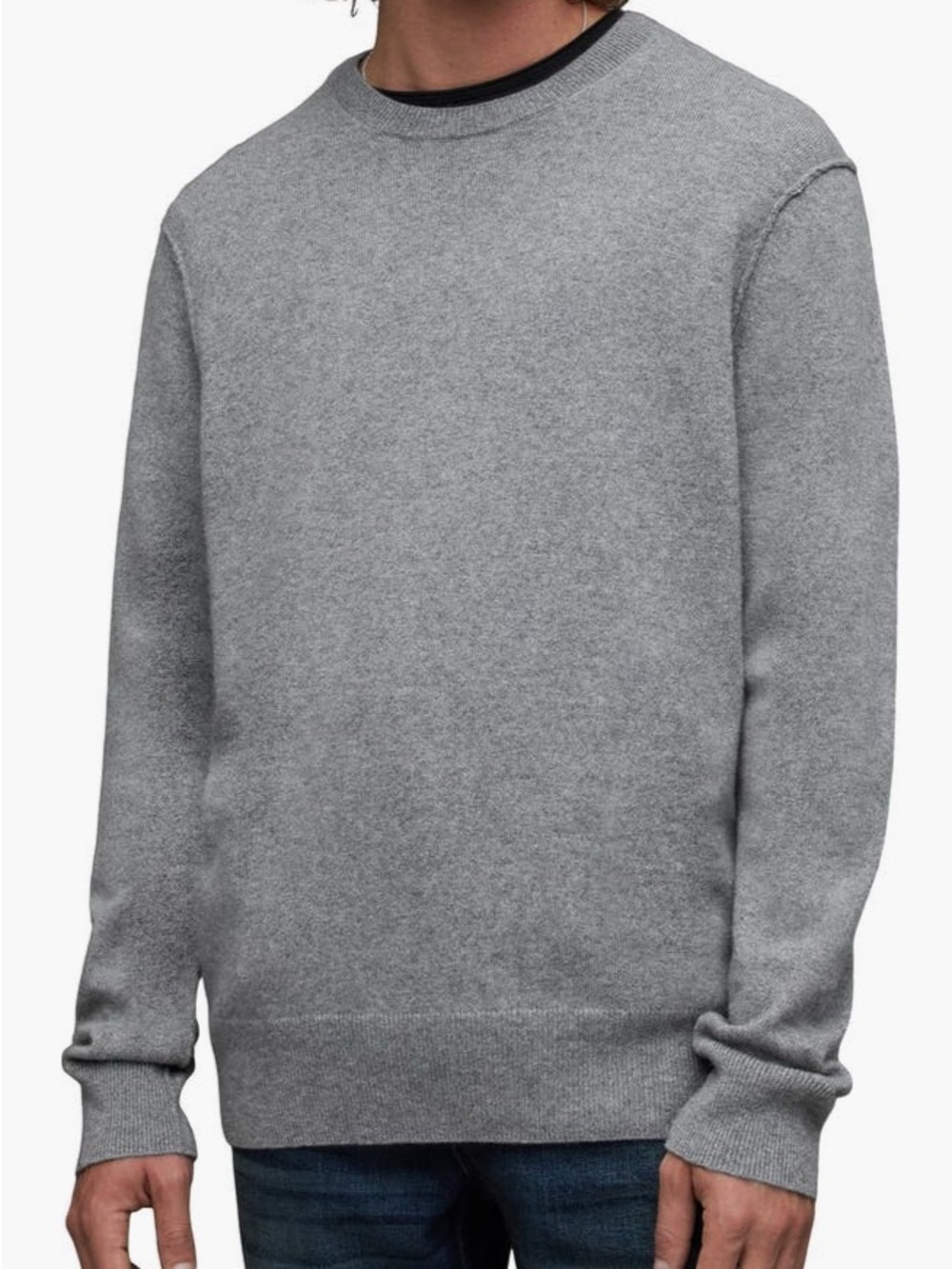 AllSaints Gray Cashmere Crewneck Sweater
